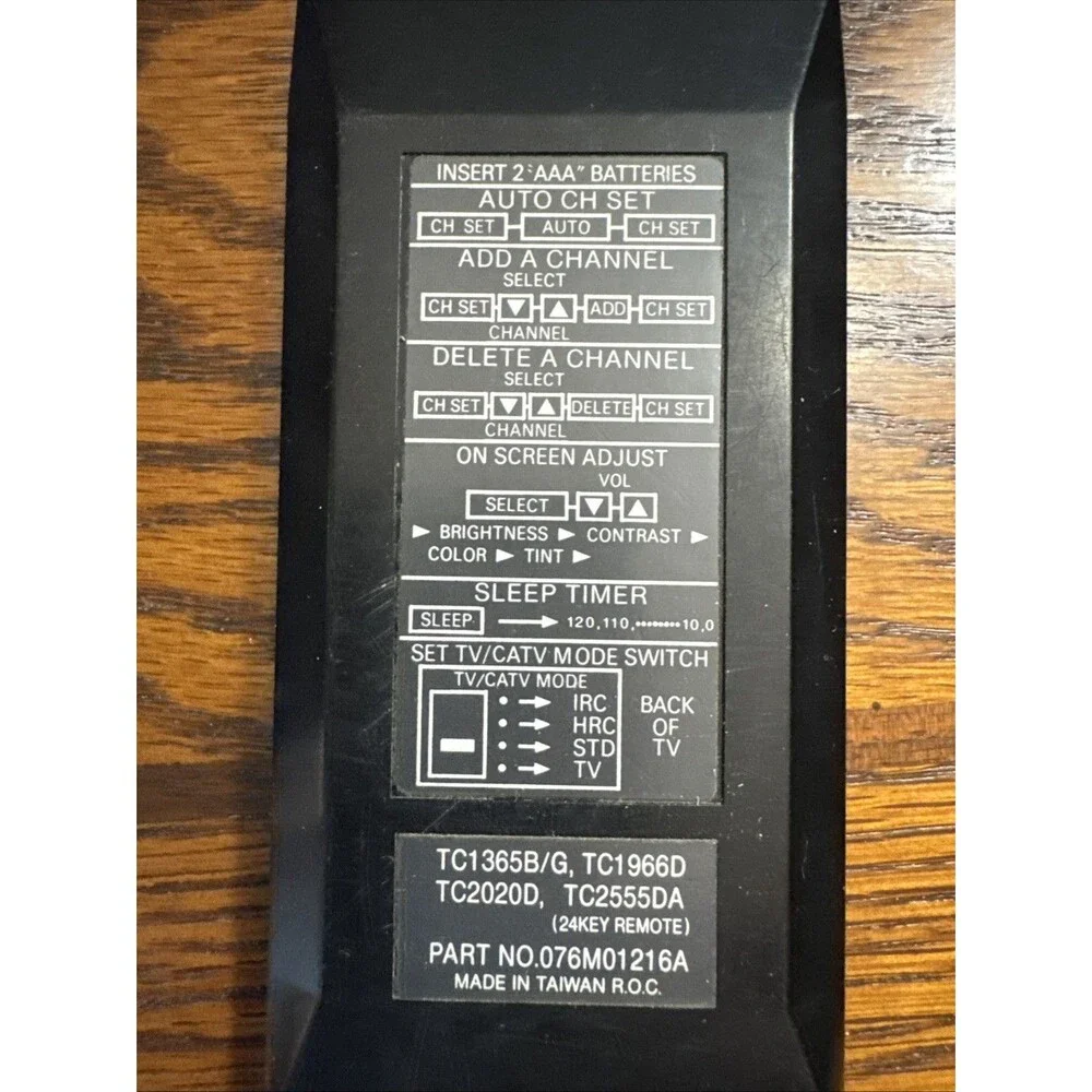 Emerson TV Remote Control Black Model 076M01216A 24 Key Button Vintage